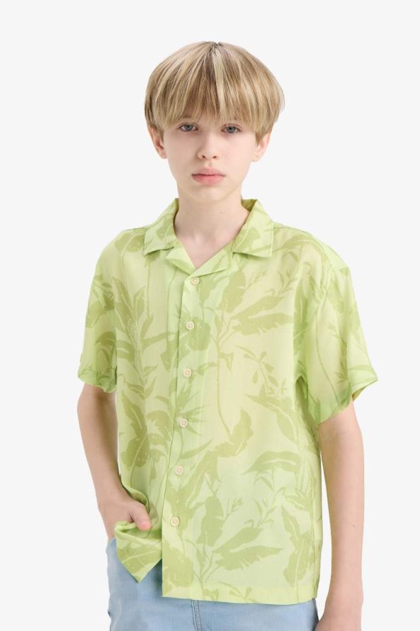 Boys' Oversized Patterned Short Sleeve Polo Shirt