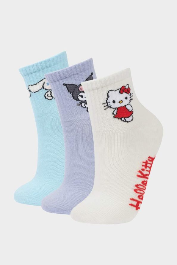 Girls' Hello Kitty 3-Pack Cotton Long Socks