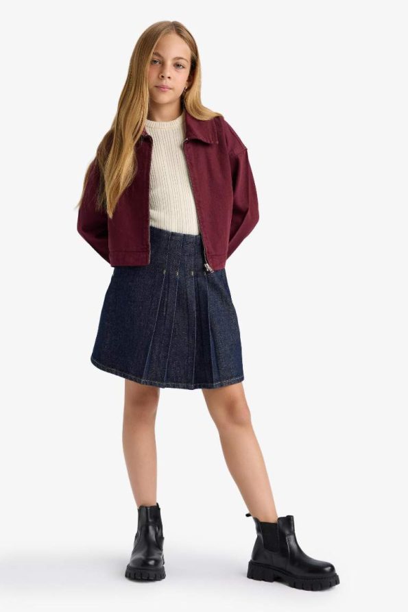 Girls' School Gabardine Zip-Up Crop Jacket