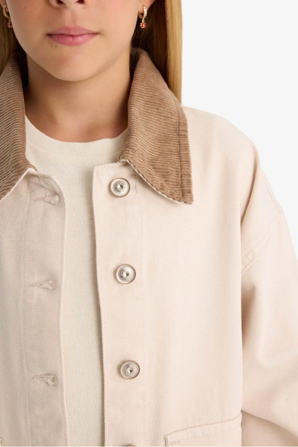 Girls' School Gabardine Jacket with Contrast Collar