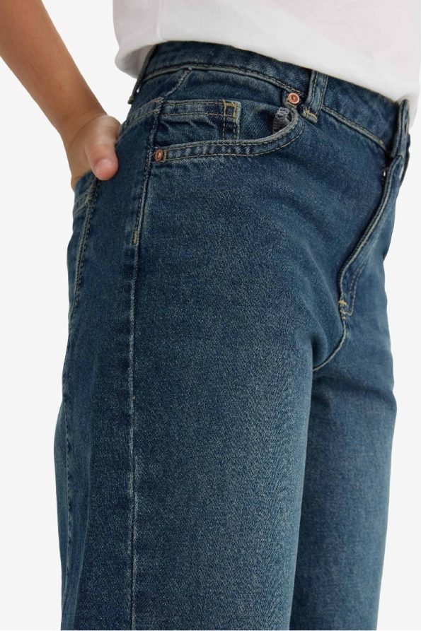 Girls' School Balloon Fit Wide Leg Jeans