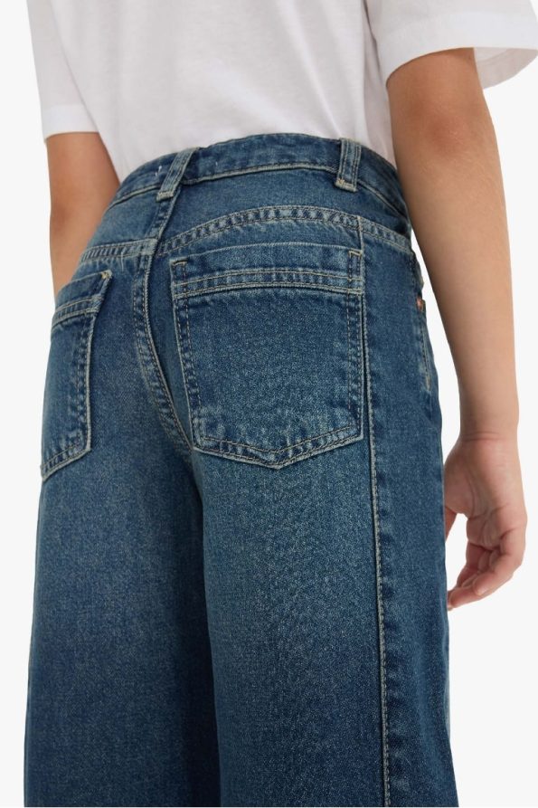 Girls' School Balloon Fit Wide Leg Jeans
