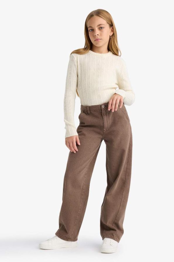 Girls' Balloon Fit Oval Leg Gabardine School Pants