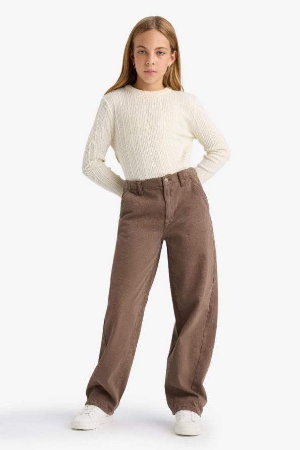 Girls' Balloon Fit Oval Leg Gabardine School Pants