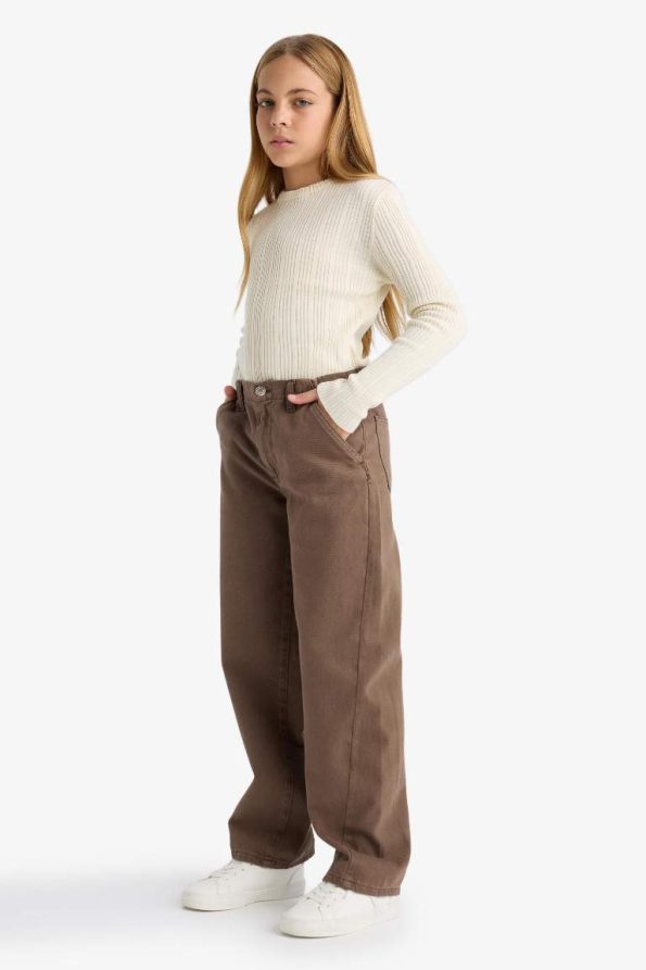 Girls' Balloon Fit Oval Leg Gabardine School Pants