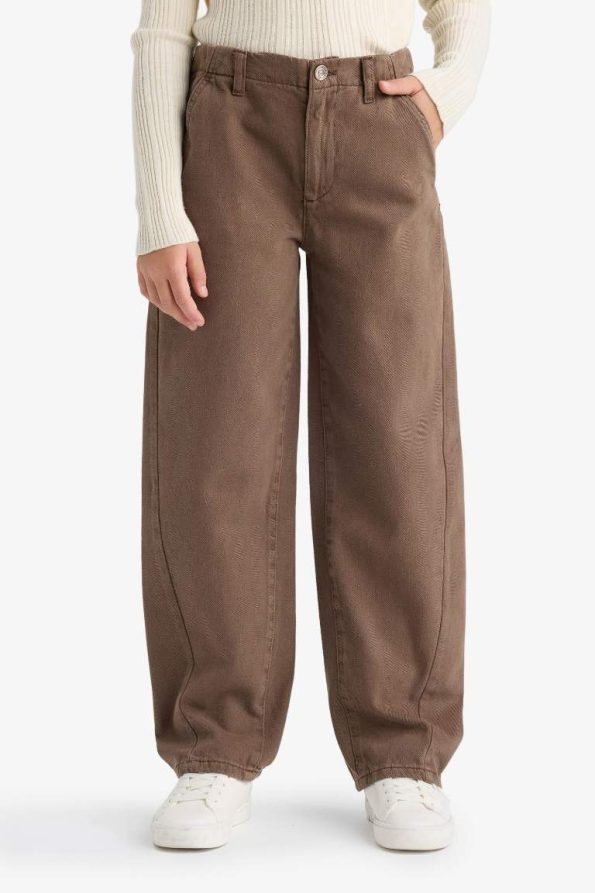 Girls' Balloon Fit Oval Leg Gabardine School Pants
