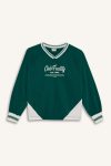 Girls' Oversized V-Neck Printed School Sweatshirt