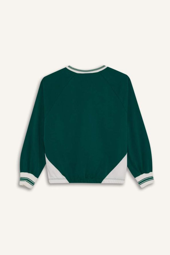 Girls' Oversized V-Neck Printed School Sweatshirt