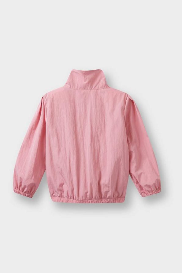 Girls' Baby Elastic Waist Shirt Collar Zipper Pocket Parachute Raincoat