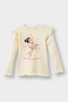 Girls' Long Sleeve Ballet Print Ribbed T-Shirt