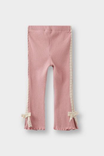 Girls' Baby Ribbed Bow Detail Leggings