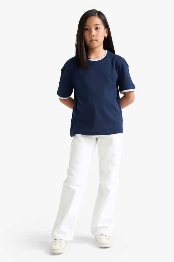 Girls' Relax Fit Ribbed Short Sleeve T-Shirt
