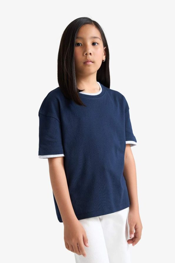 Girls' Relax Fit Ribbed Short Sleeve T-Shirt