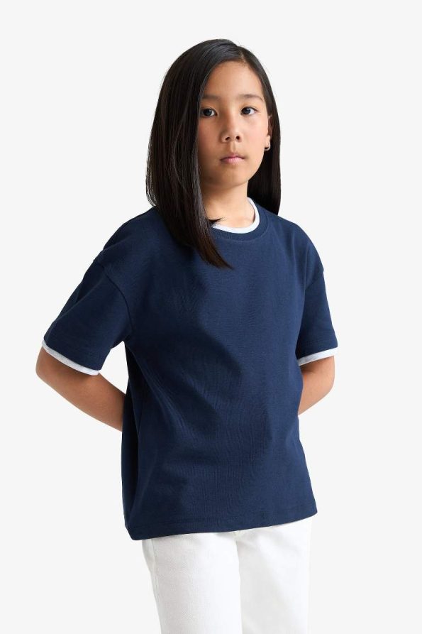Girls' Relax Fit Ribbed Short Sleeve T-Shirt