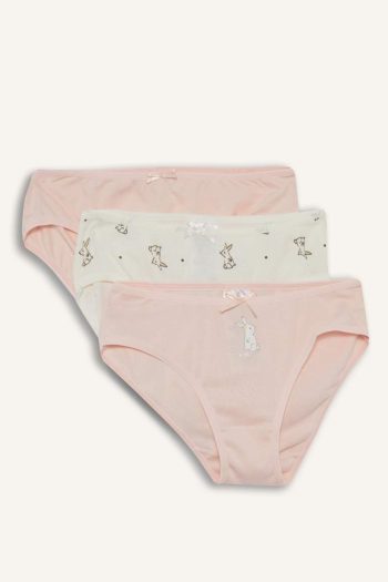 Girls' Rabbit Print Ribbed 3-Pack Briefs