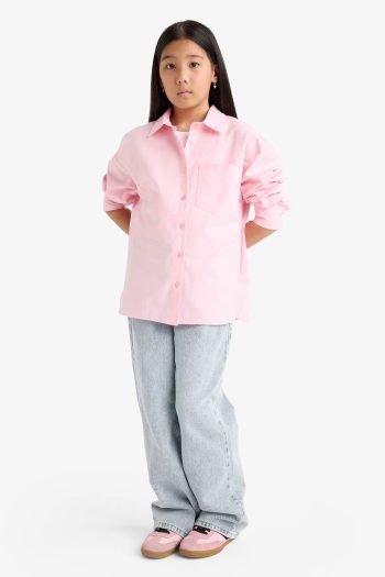 Girls' Two-Piece School Oxford Long Sleeve Shirt and T-Shirt Set