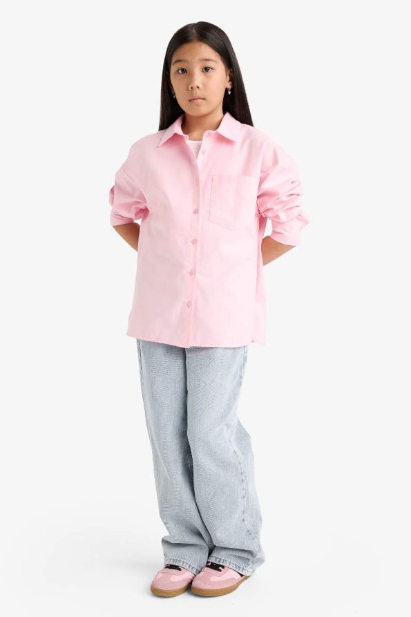 Girls' Two-Piece School Oxford Long Sleeve Shirt and T-Shirt Set