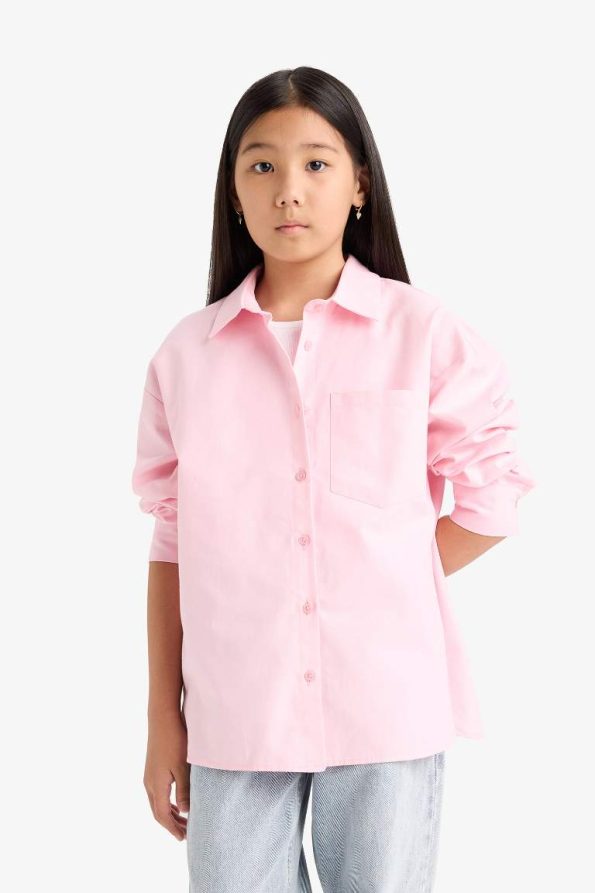 Girls' Two-Piece School Oxford Long Sleeve Shirt and T-Shirt Set
