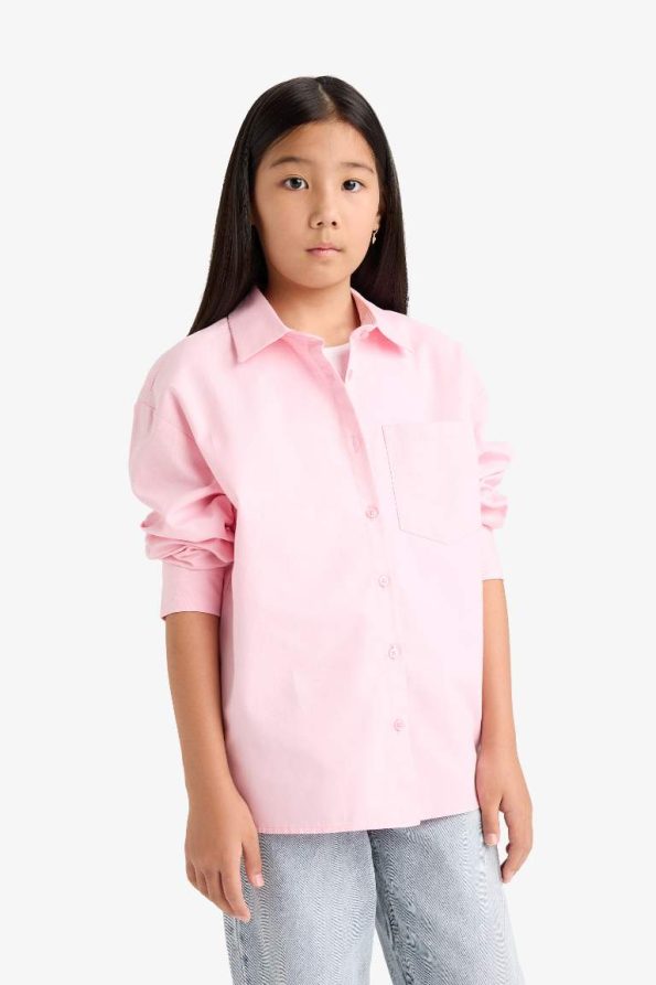 Girls' Two-Piece School Oxford Long Sleeve Shirt and T-Shirt Set