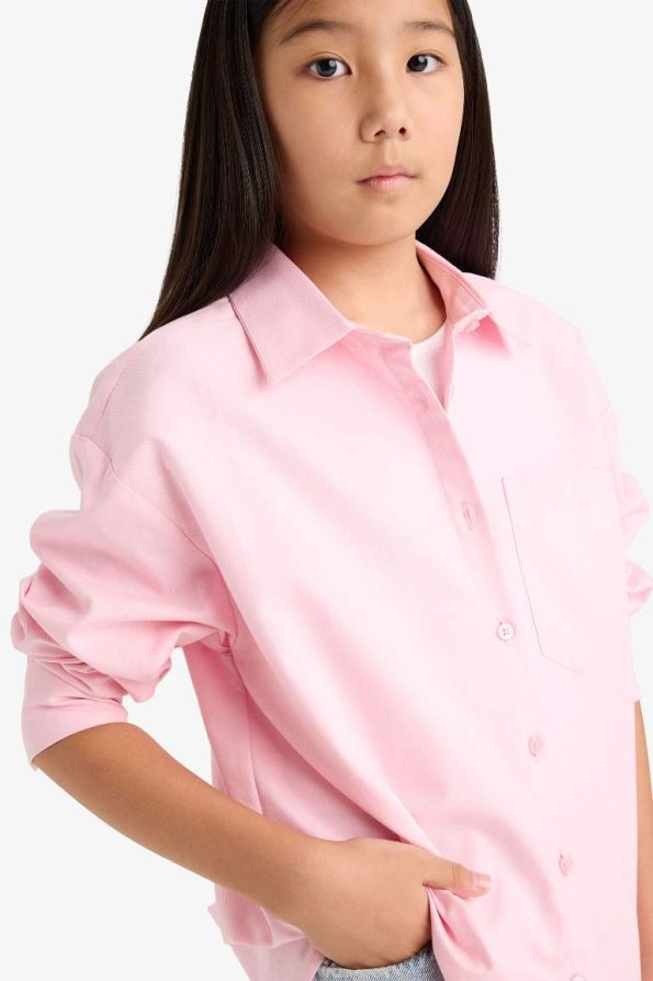 Girls' Two-Piece School Oxford Long Sleeve Shirt and T-Shirt Set