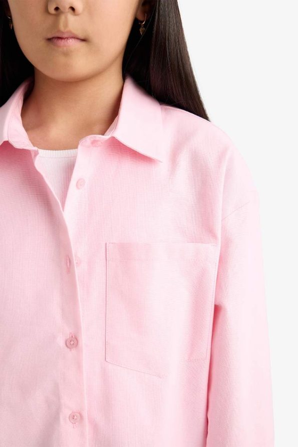 Girls' Two-Piece School Oxford Long Sleeve Shirt and T-Shirt Set