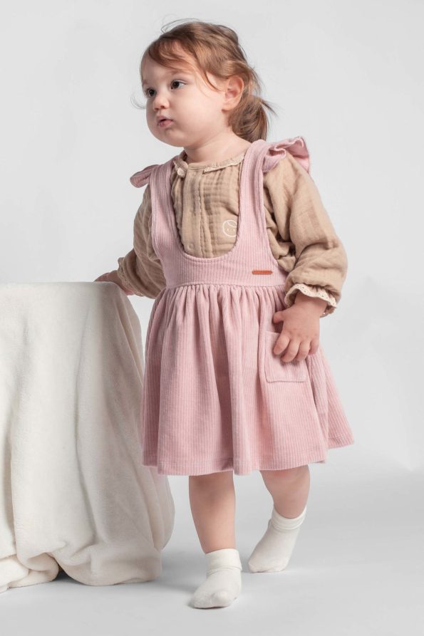 Corduroy Baby Pink Pinafore Dress