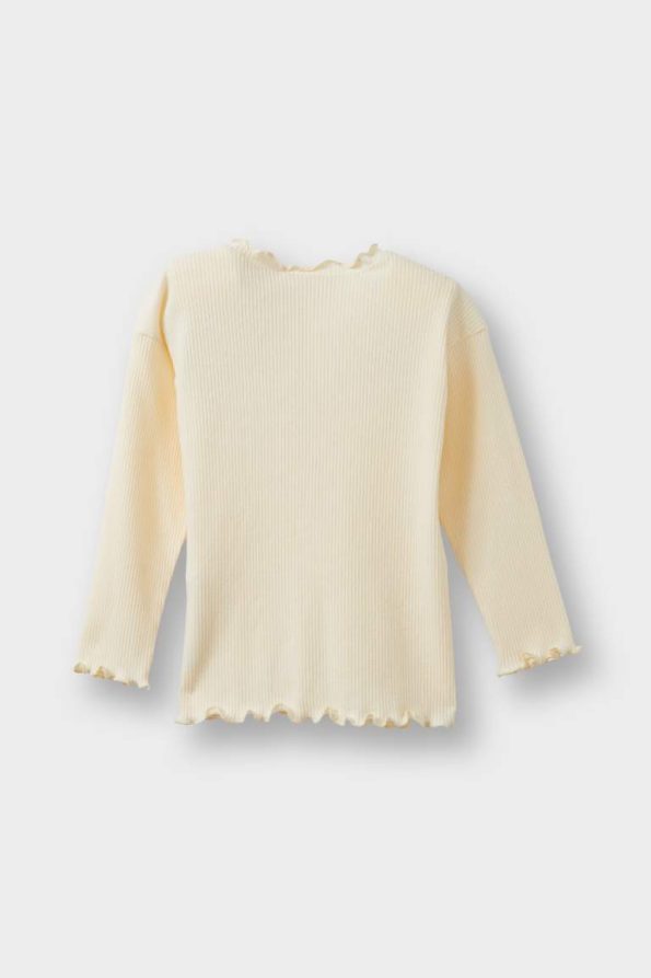 Girls' Standard Fit Floral Ribbed Long Sleeve T-Shirt