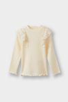 Girls' Long Sleeve Ribbed T-Shirt with Lace Details