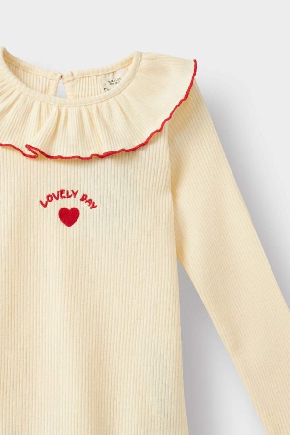 Girls' Standard Fit Ribbed Long Sleeve T-Shirt