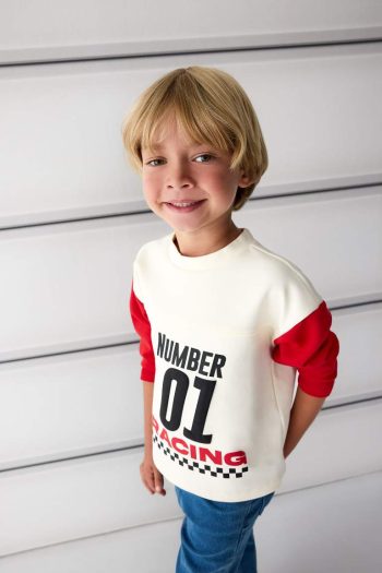 Boys' Printed Long Sleeve Crew Neck T-Shirt