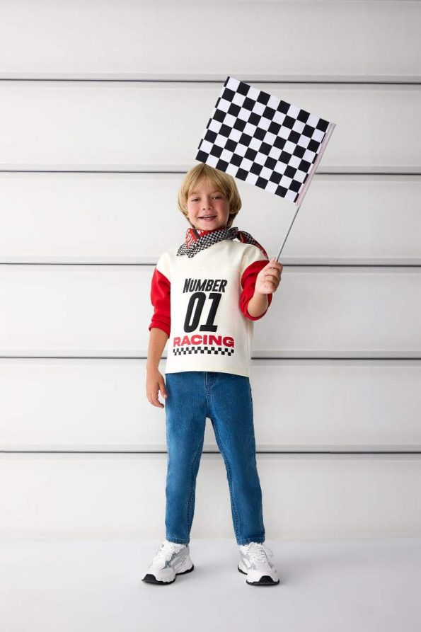 Boys' Printed Long Sleeve Crew Neck T-Shirt