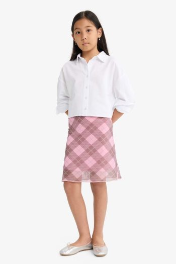 Girls' Checked Tulle Skirt