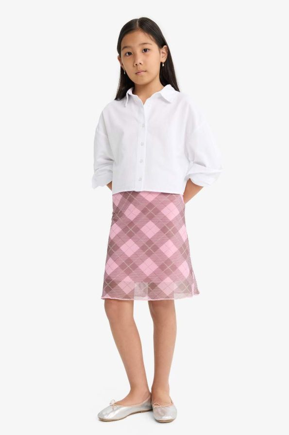 Girls' Checked Tulle Skirt