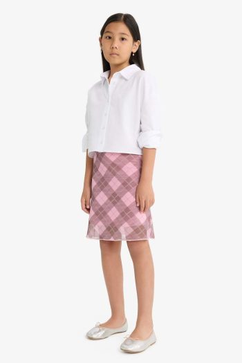 Girls' Checked Tulle Skirt