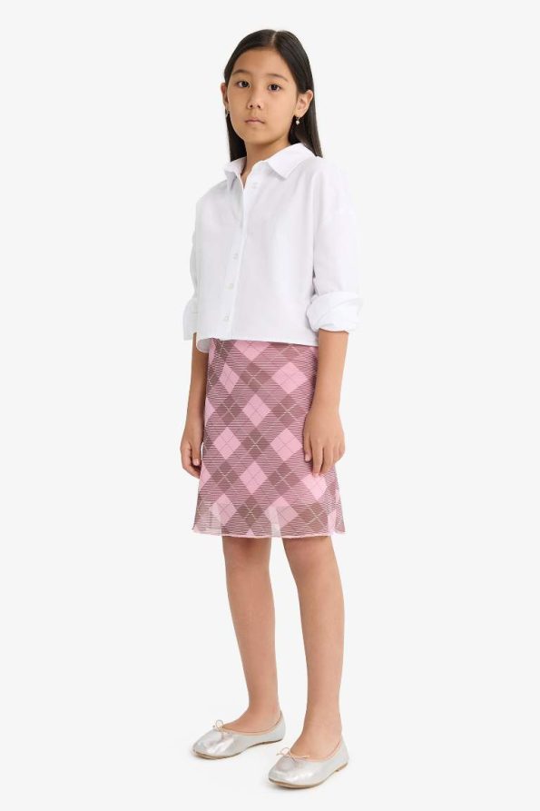 Girls' Checked Tulle Skirt