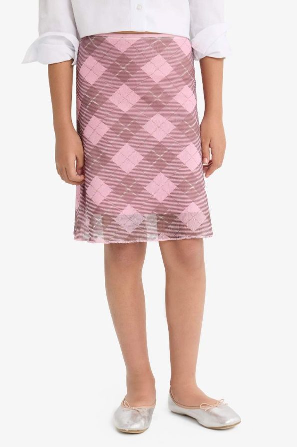 Girls' Checked Tulle Skirt