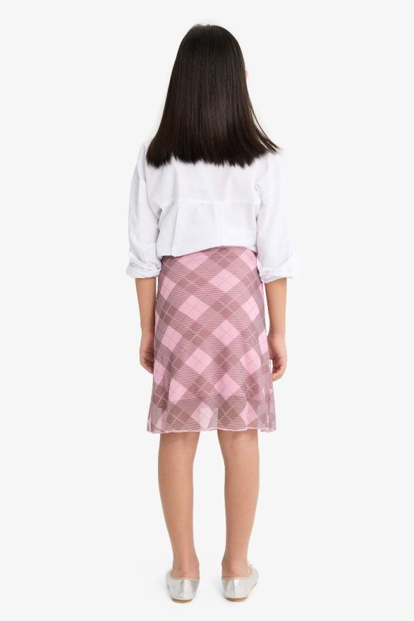 Girls' Checked Tulle Skirt