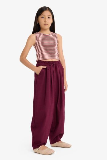 Girls' Barrel Fit Cotton Pants