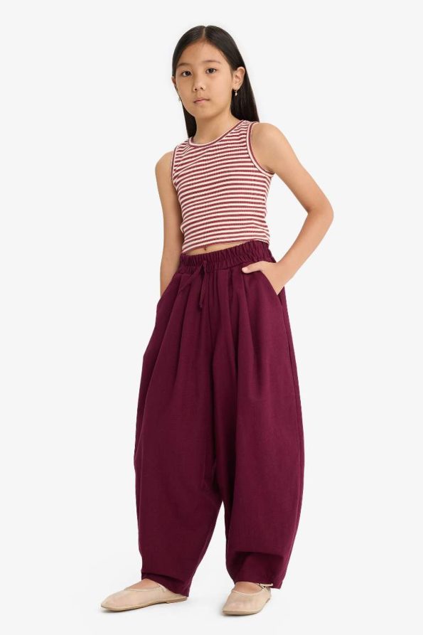 Girls' Barrel Fit Cotton Pants