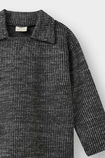 Boys' Sweater-Look Shirt Collar Sweatshirt