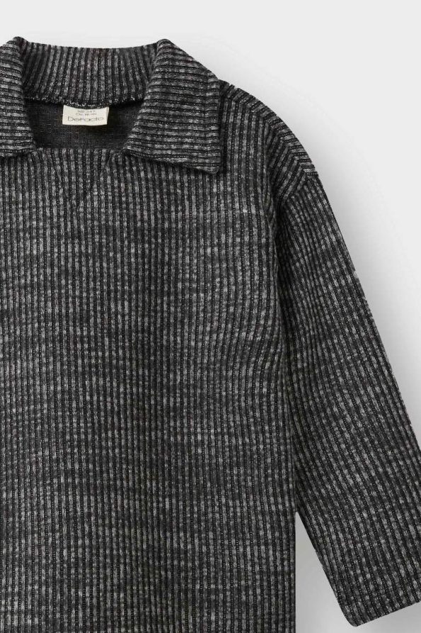 Boys' Sweater-Look Shirt Collar Sweatshirt