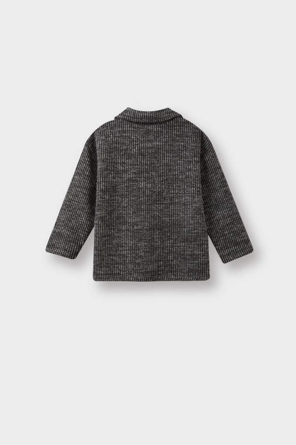 Boys' Sweater-Look Shirt Collar Sweatshirt
