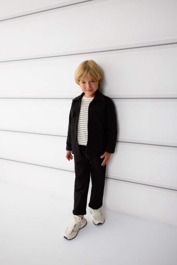 Boys' Zip-Front Shirt Collar Cardigan