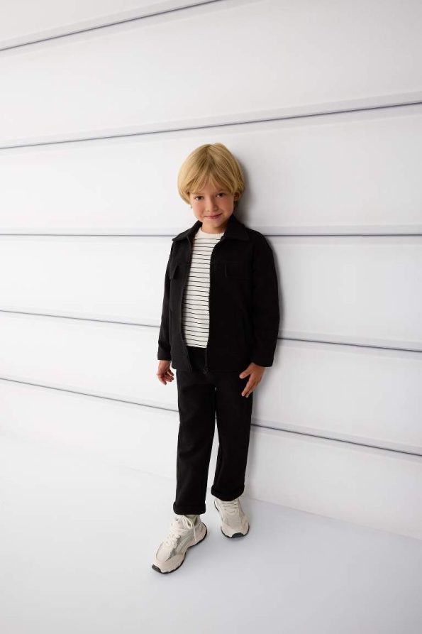 Boys' Zip-Front Shirt Collar Cardigan