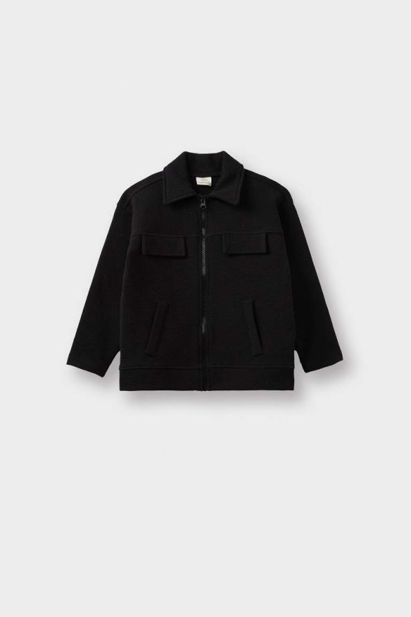 Boys' Zip-Front Shirt Collar Cardigan