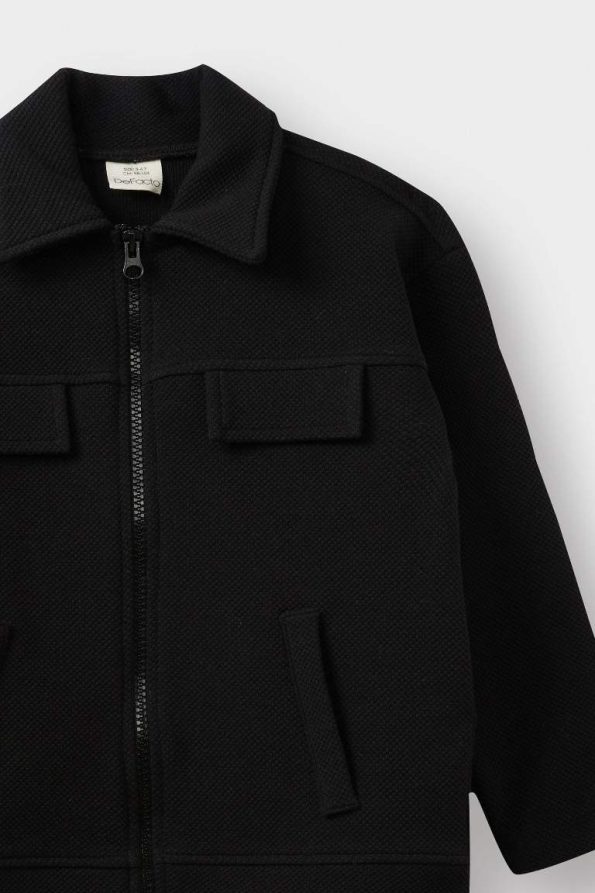 Boys' Zip-Front Shirt Collar Cardigan