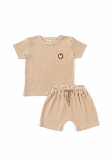 Towel Short Sleeve Beige Baby Set