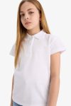 Girls' Basic Cotton Short Sleeve Polo T-Shirt