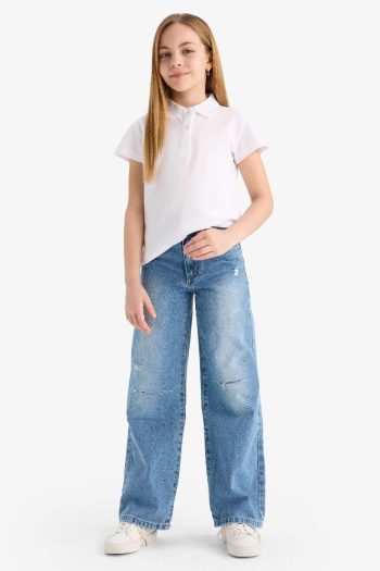 Girls' Basic Cotton Short Sleeve Polo T-Shirt
