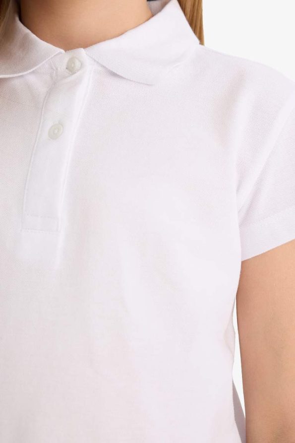 Girls' Basic Cotton Short Sleeve Polo T-Shirt